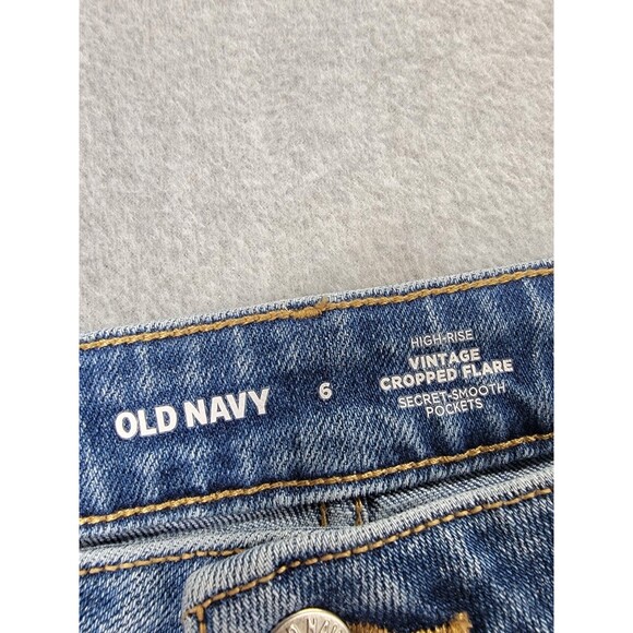 Old Navy Jeans Womens 6 30x25.5 Vintage Flare Cropp Blue High Rise Stretch Boho - Picture 9 of 12